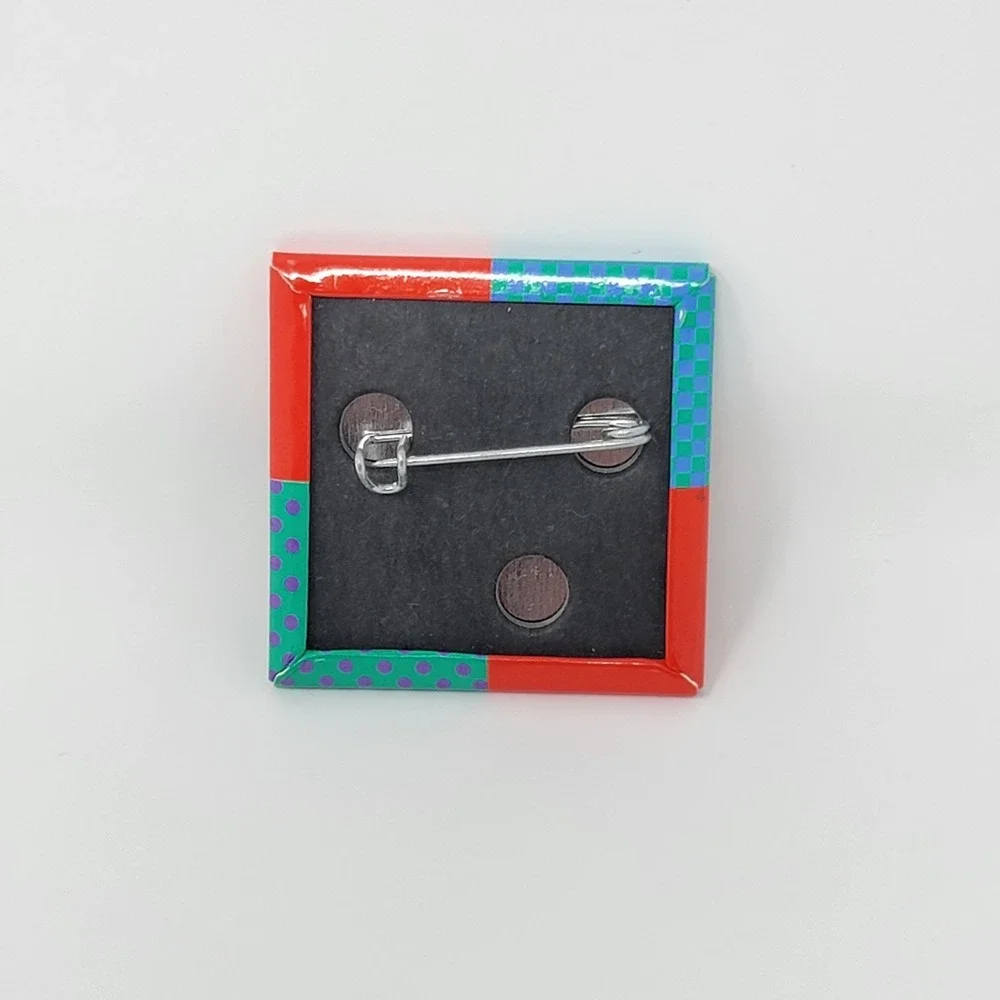 Rare! Colorful Vintage Gymboree Employee Logo Button Square Pin Kids Clothes
